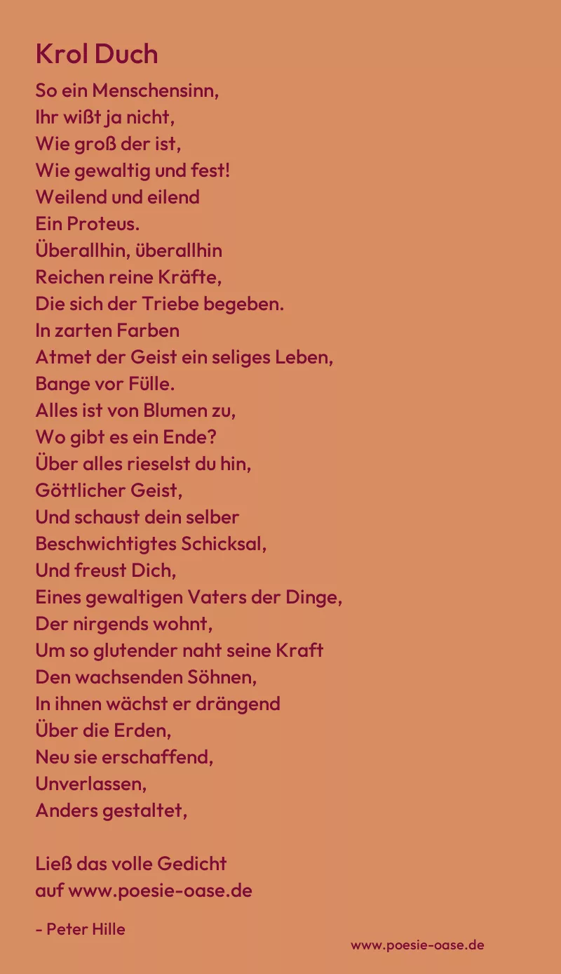 Gedicht: Krol Duch von Peter Hille