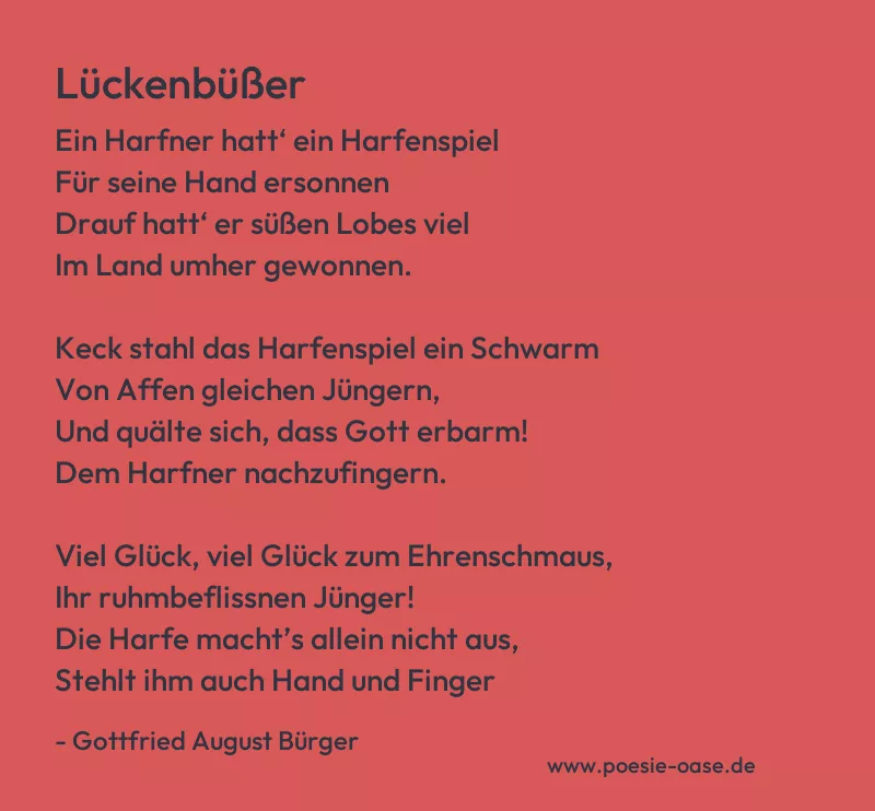 Gedicht: Lückenbüßer von Gottfried August Bürger