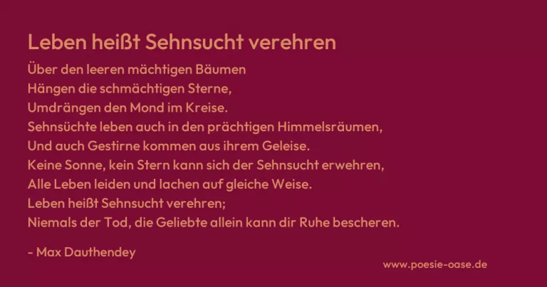 Leben heißt Sehnsucht verehren