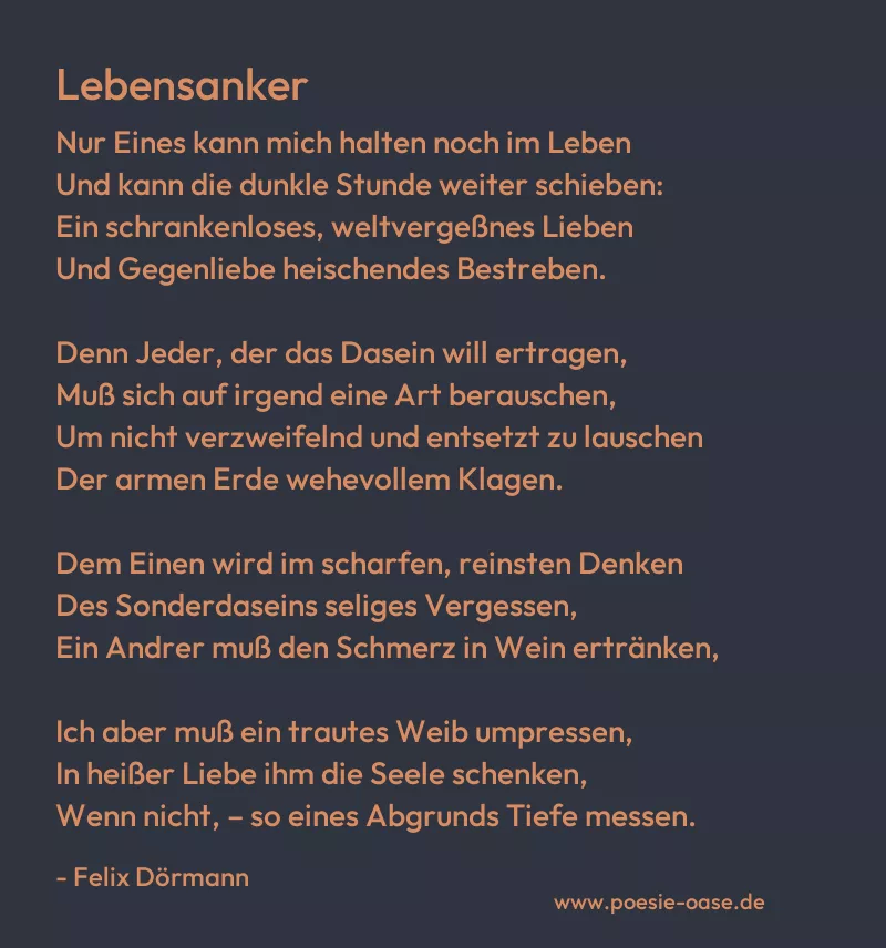 Gedicht: Lebensanker von Felix Dörmann