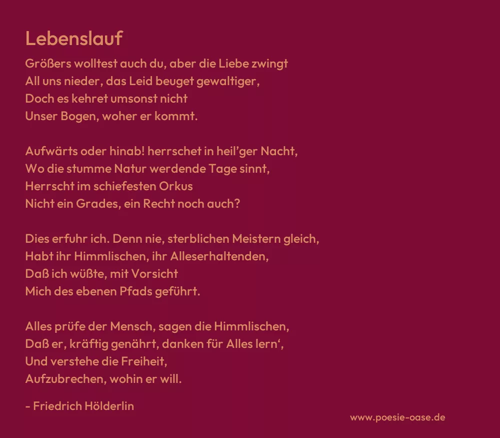 Gedicht: Lebenslauf von Friedrich Hölderlin