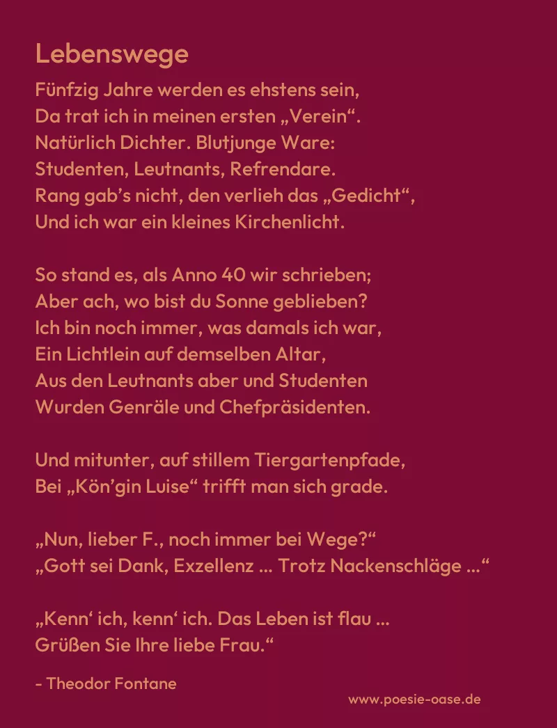 Gedicht: Lebenswege von Theodor Fontane