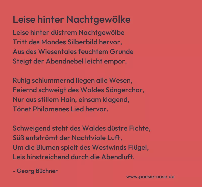 Gedicht: Leise hinter Nachtgewölke von Georg Büchner