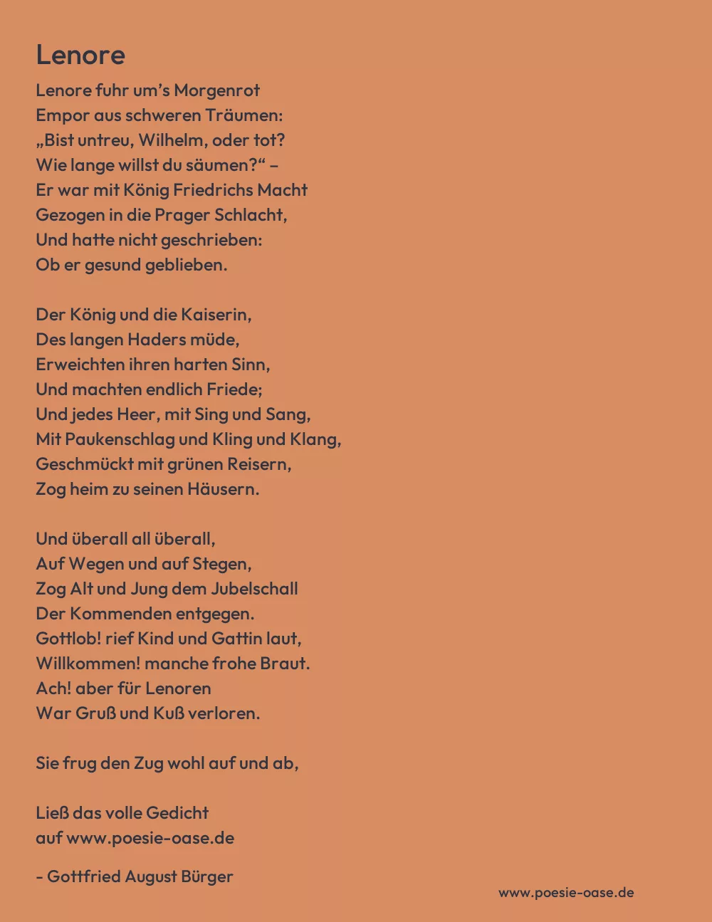 Gedicht: Lenore von Gottfried August Bürger