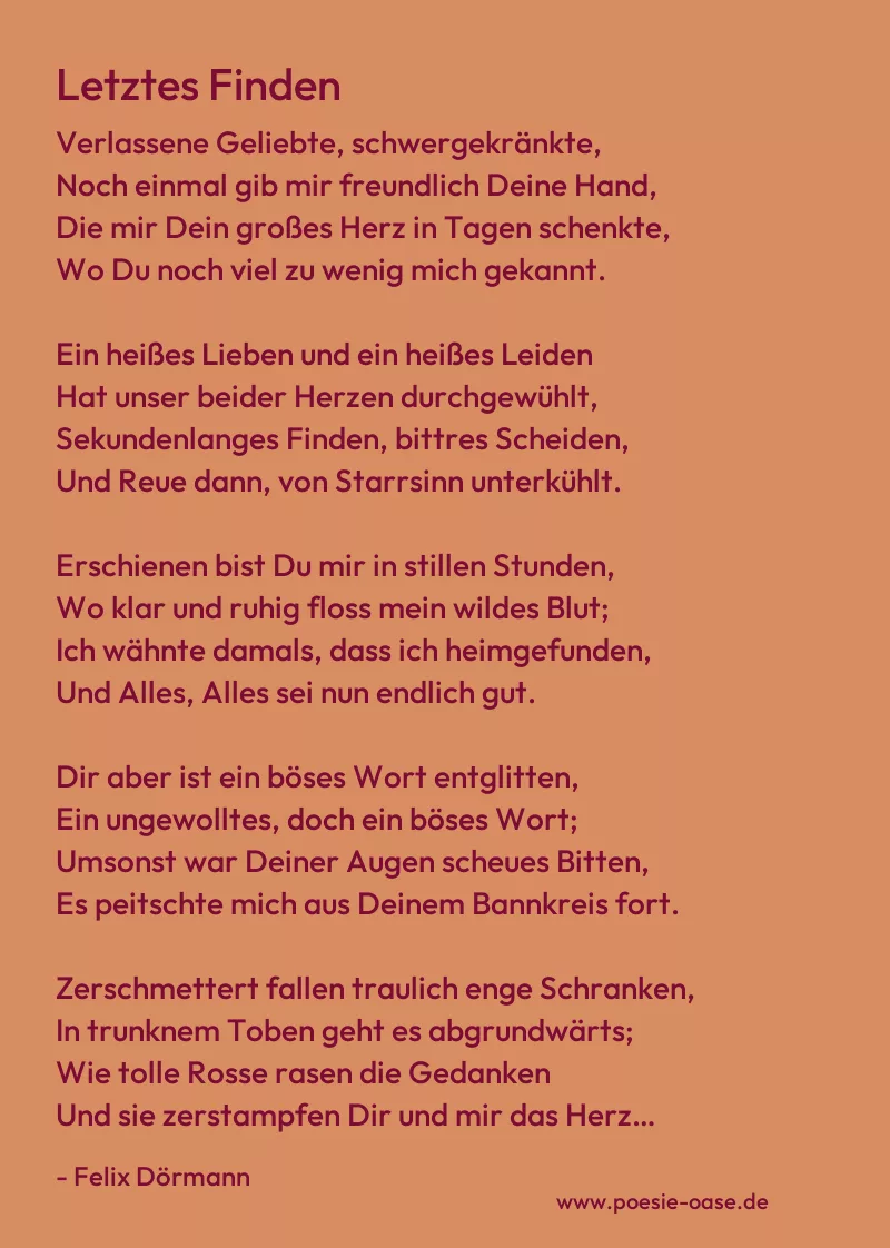 Gedicht: Letztes Finden von Felix Dörmann