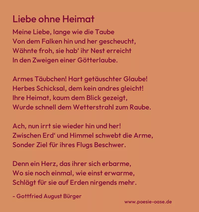 Gedicht: Liebe ohne Heimat von Gottfried August Bürger