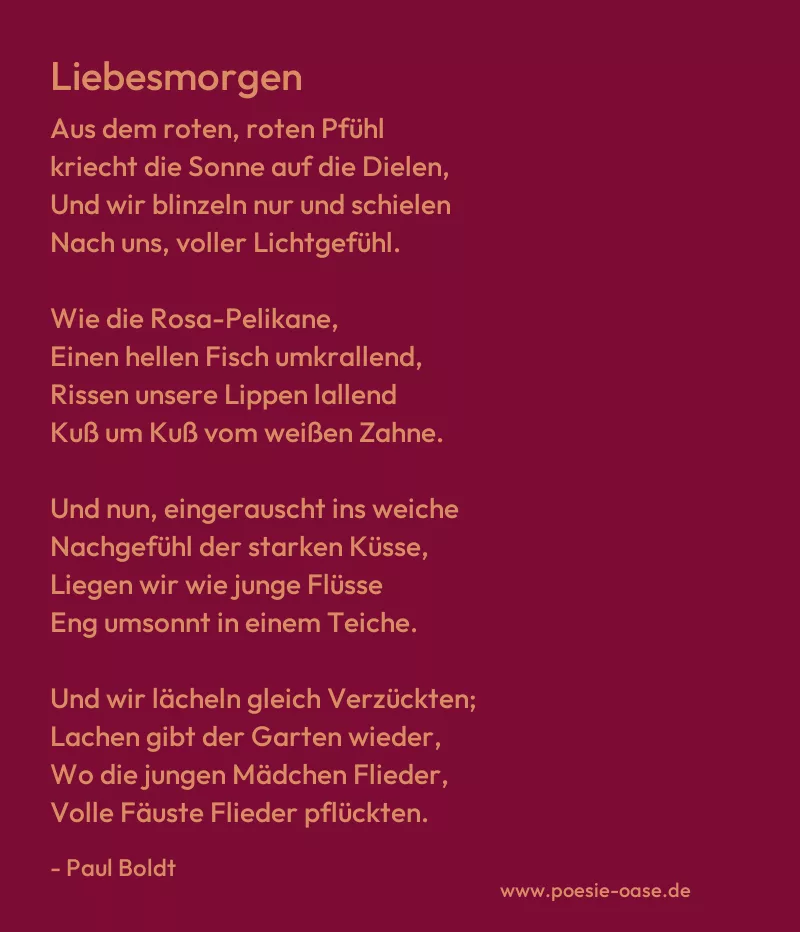 Gedicht: Liebesmorgen von Paul Boldt