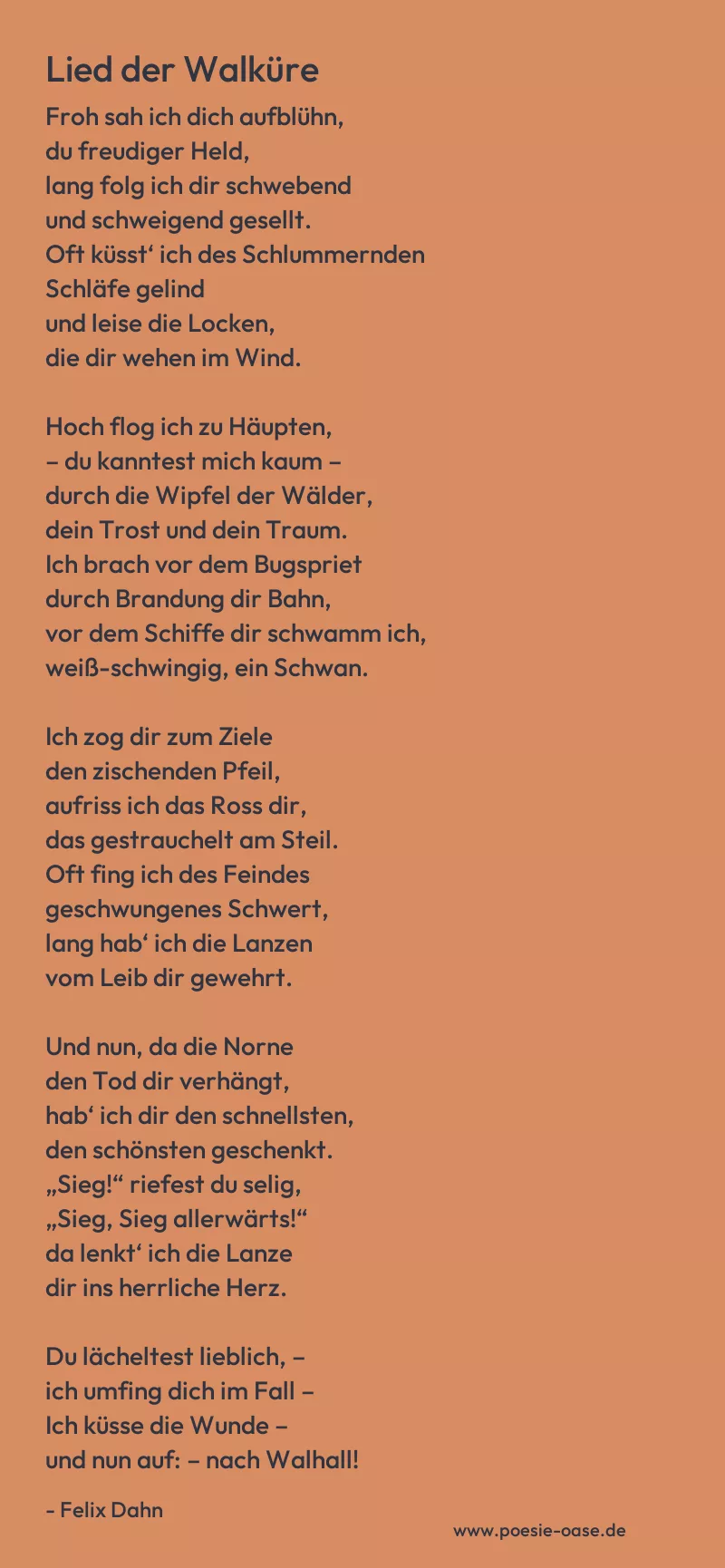 Gedicht: Lied der Walküre von Felix Dahn