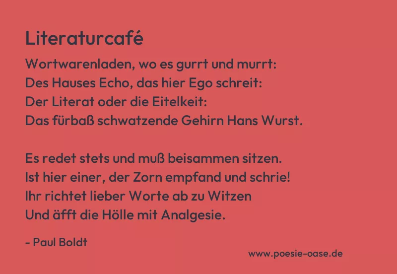 Gedicht: Literaturcafé von Paul Boldt