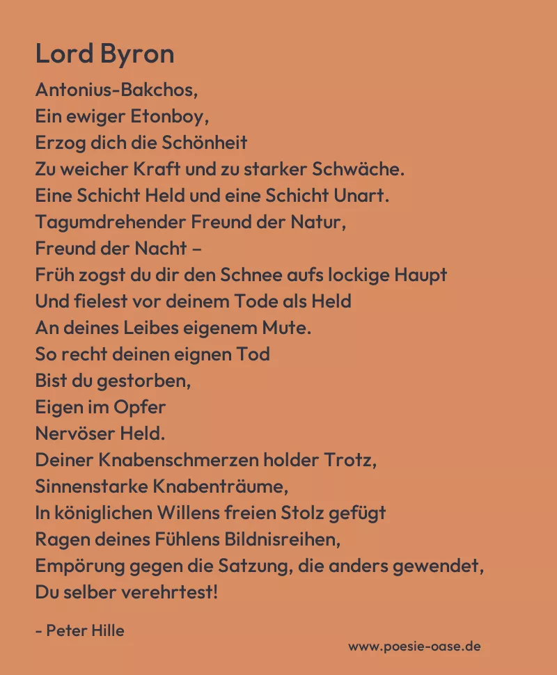 Gedicht: Lord Byron von Peter Hille