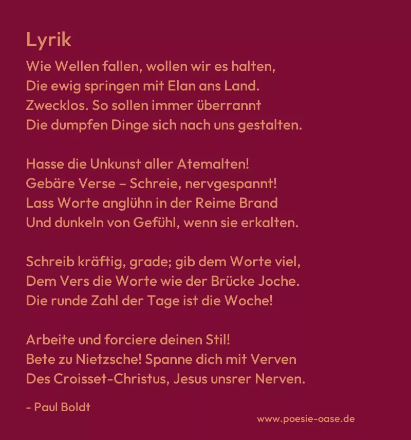 Gedicht: Lyrik von Paul Boldt
