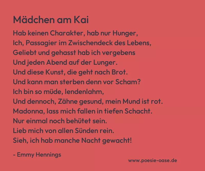 Gedicht: Mädchen am Kai von Emmy Hennings