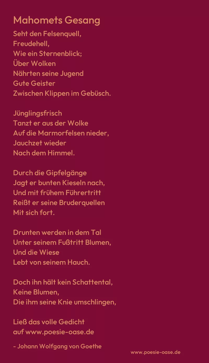 Gedicht: Mahomets Gesang von Johann Wolfgang von Goethe