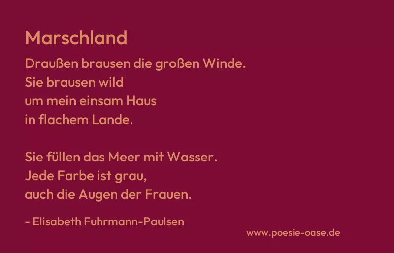 Gedicht: Marschland von Elisabeth Fuhrmann-Paulsen
