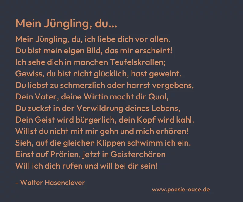 Gedicht: Mein Jüngling, du… von Walter Hasenclever