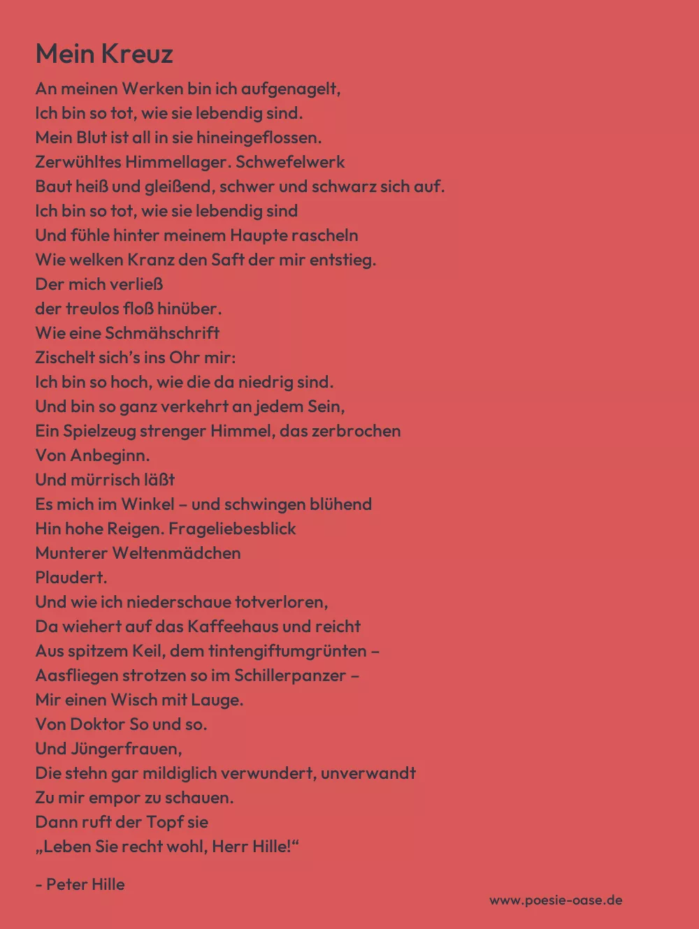 Gedicht: Mein Kreuz von Peter Hille