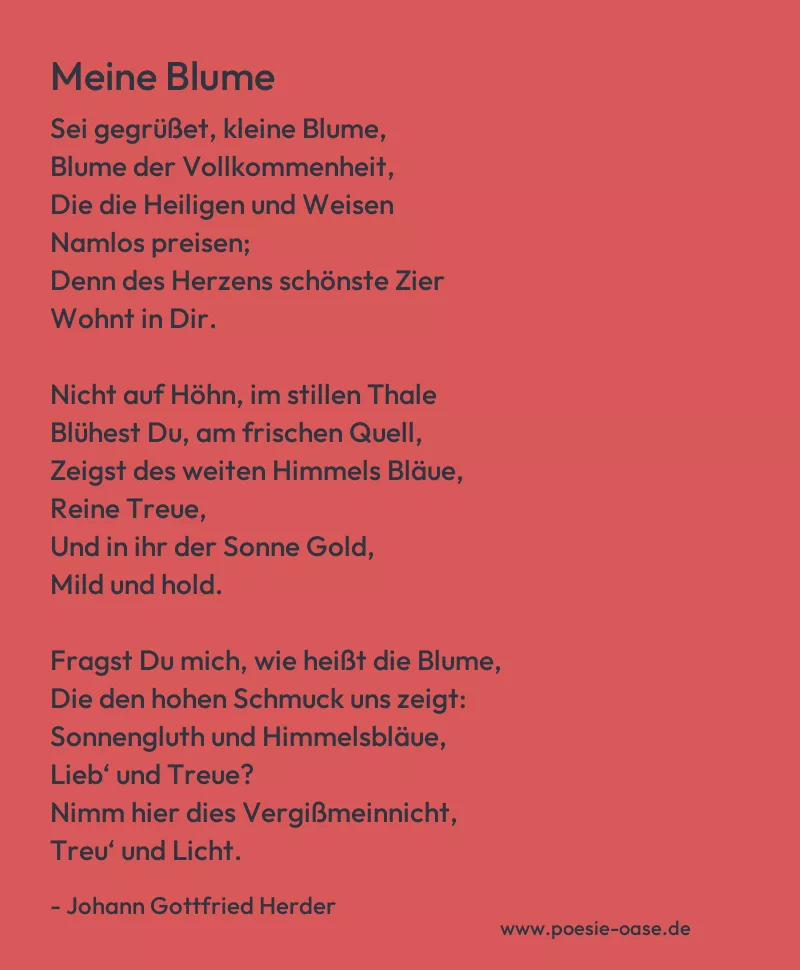 Gedicht: Meine Blume von Johann Gottfried Herder
