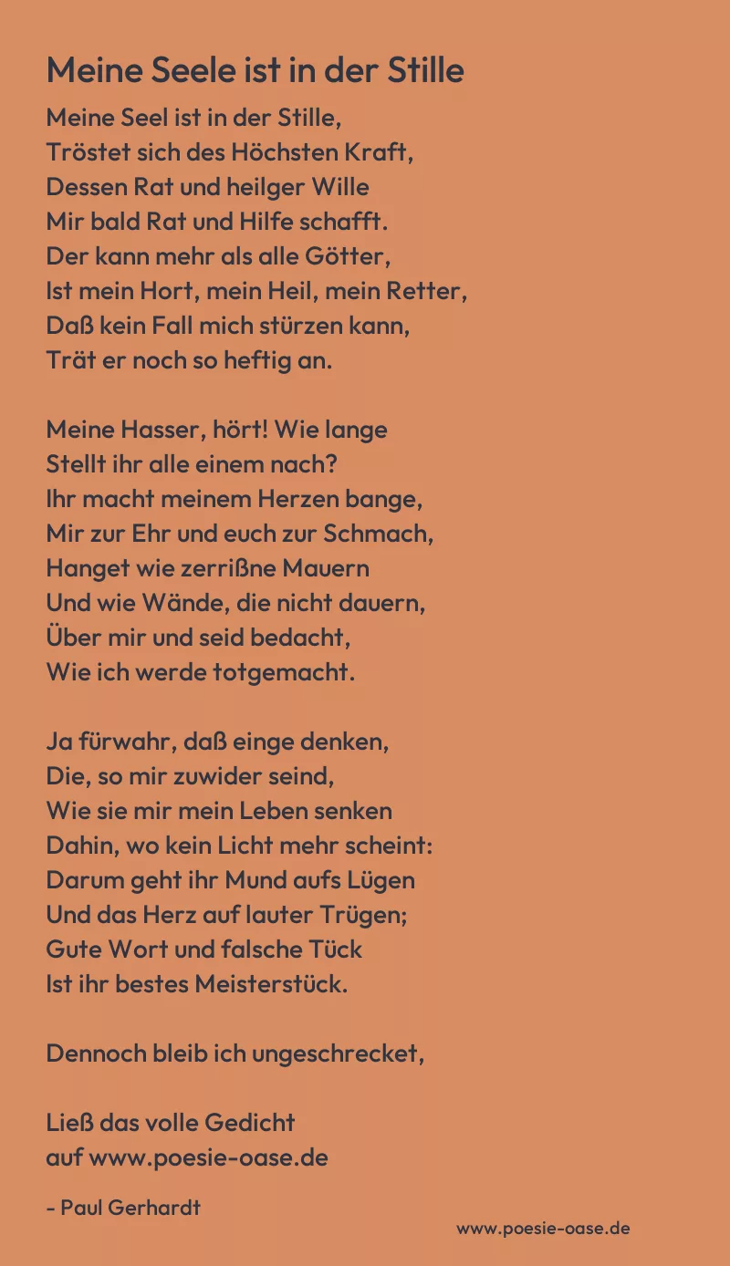 Gedicht: Meine Seele ist in der Stille von Paul Gerhardt