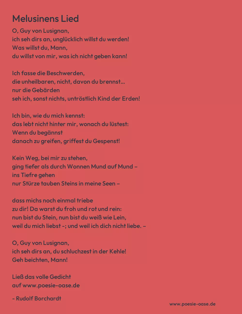 Gedicht: Melusinens Lied von Rudolf Borchardt