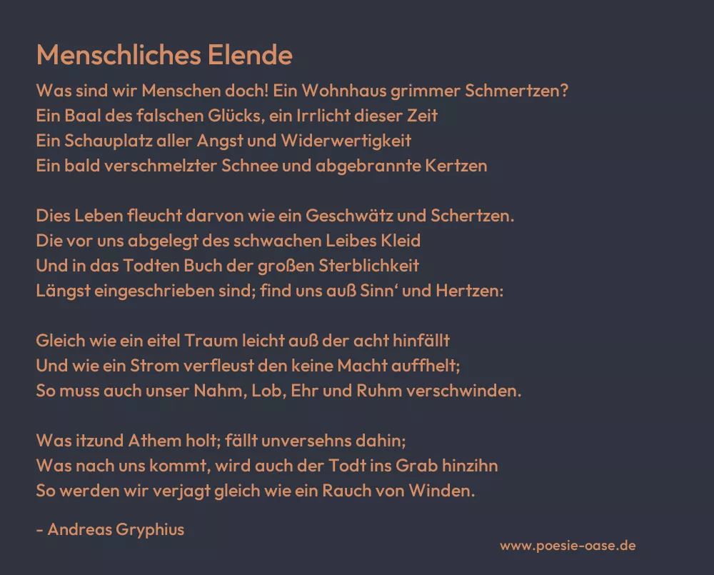 Gedicht: Menschliches Elende von Andreas Gryphius