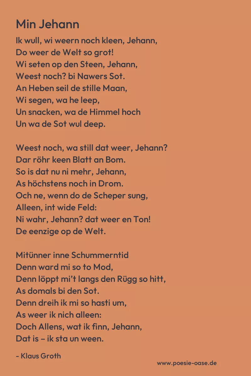 Gedicht: Min Jehann von Klaus Groth