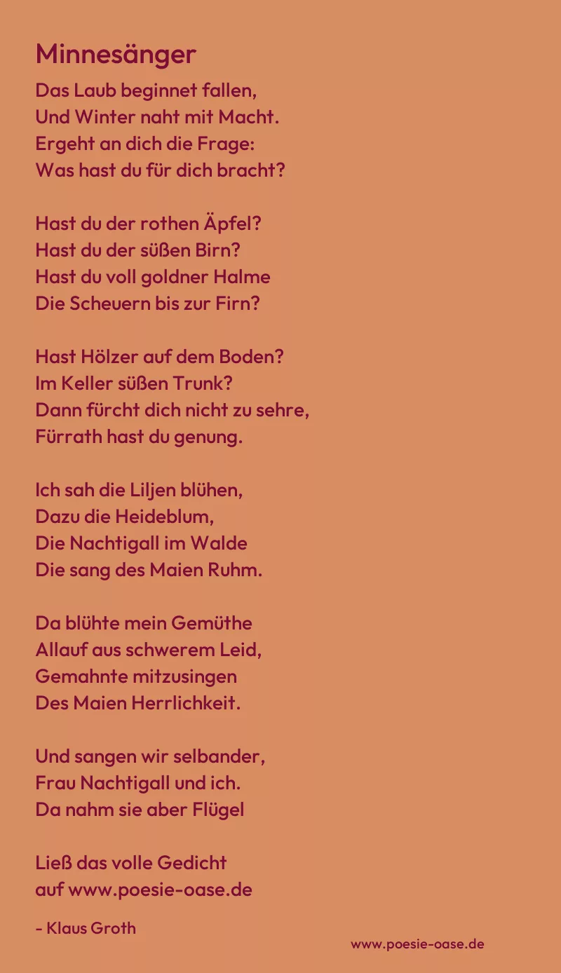 Gedicht: Minnesänger von Klaus Groth