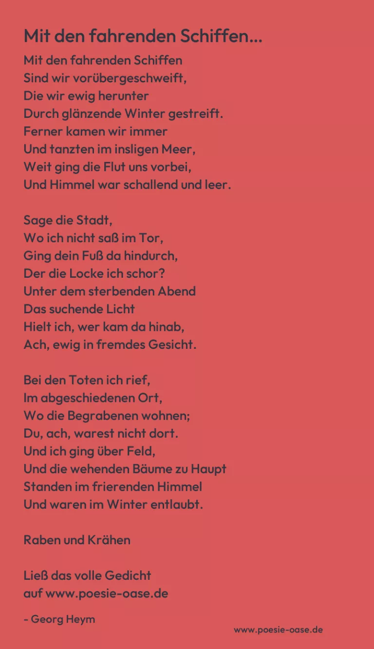 Mit den fahrenden Schiffen…
