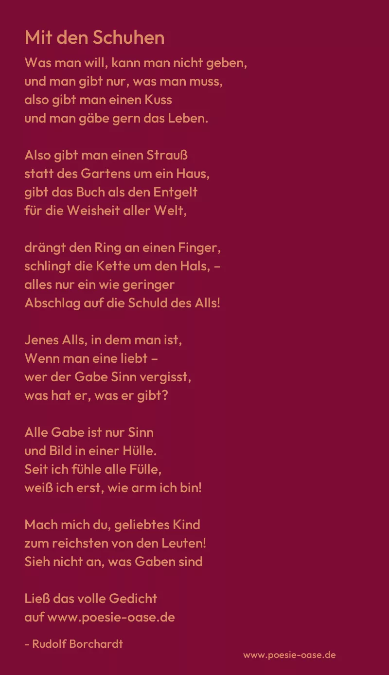 Gedicht: Mit den Schuhen von Rudolf Borchardt