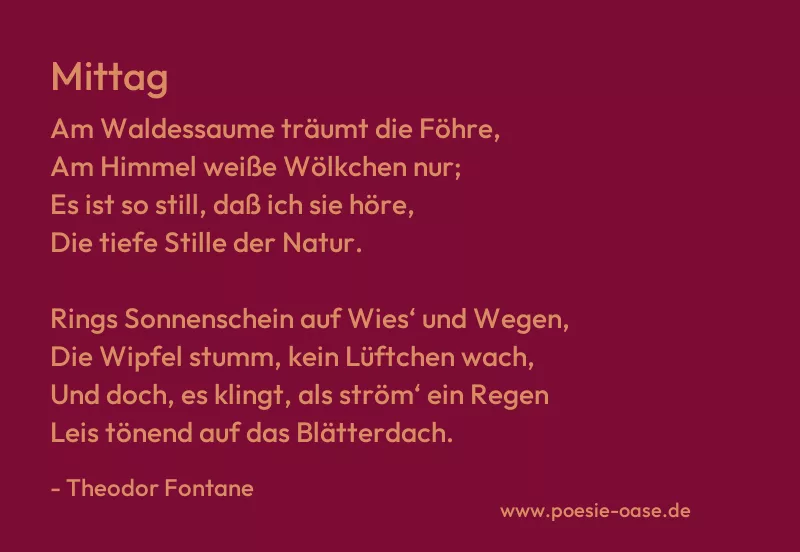 Gedicht: Mittag von Theodor Fontane