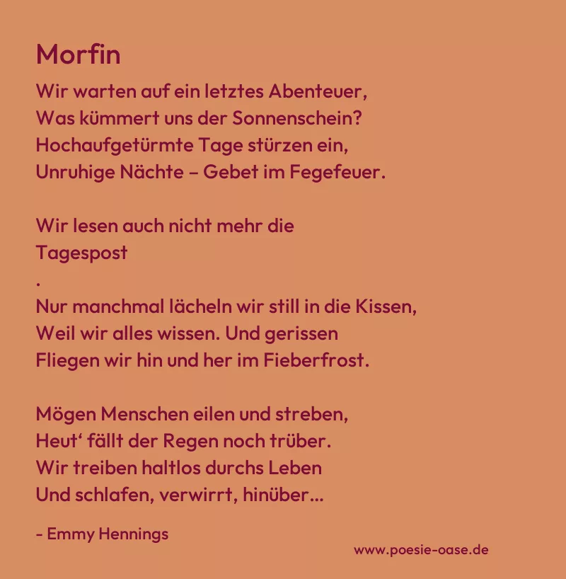 Gedicht: Morfin von Emmy Hennings