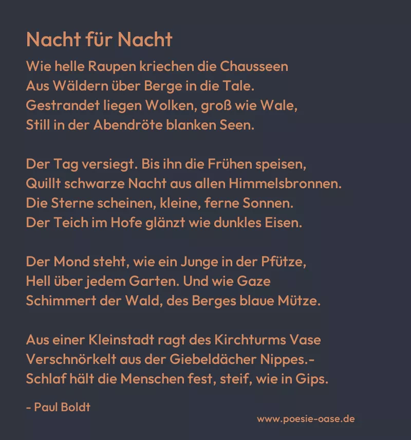 Gedicht: Nacht für Nacht von Paul Boldt