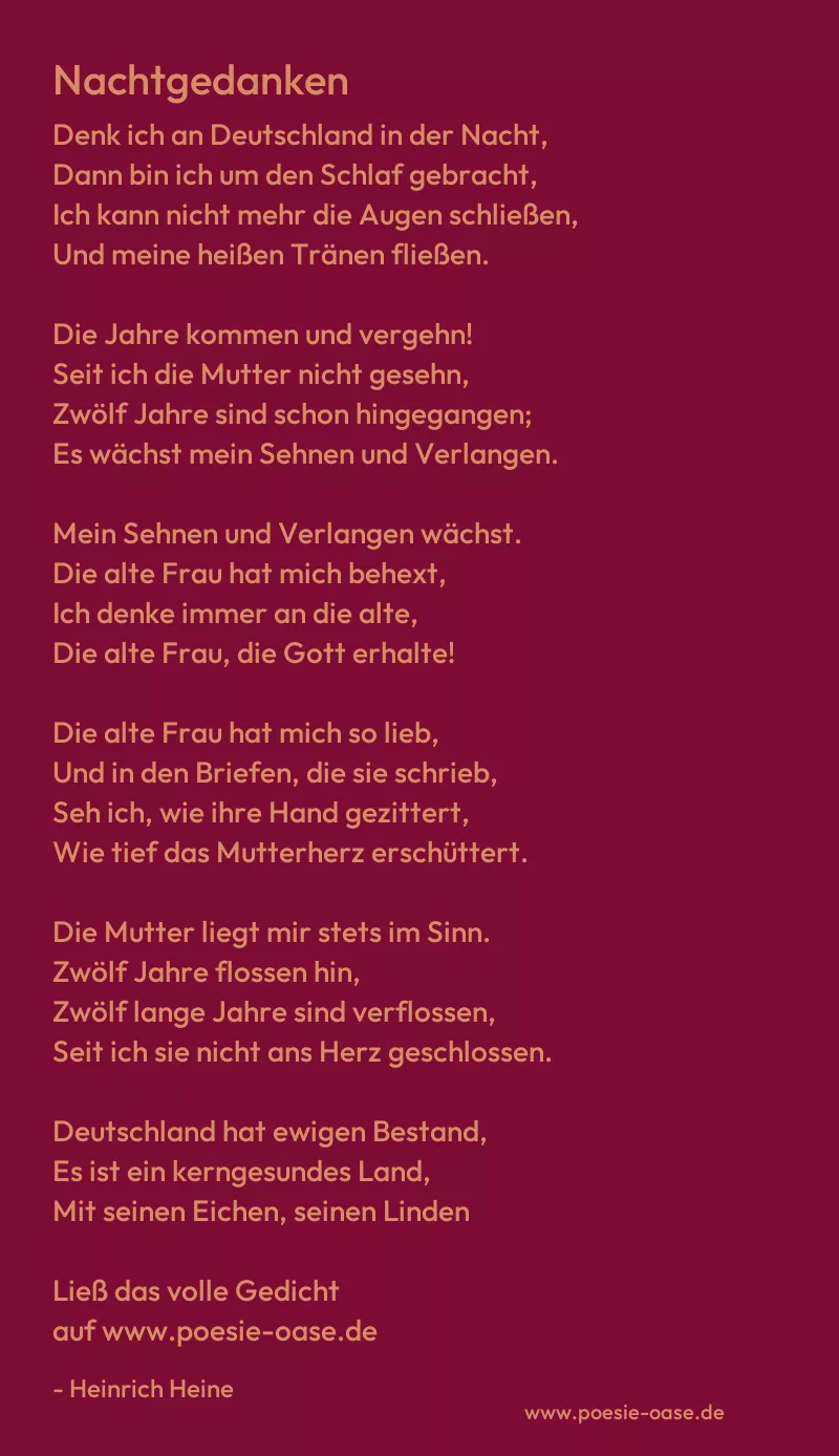 Gedicht: Nachtgedanken von Heinrich Heine