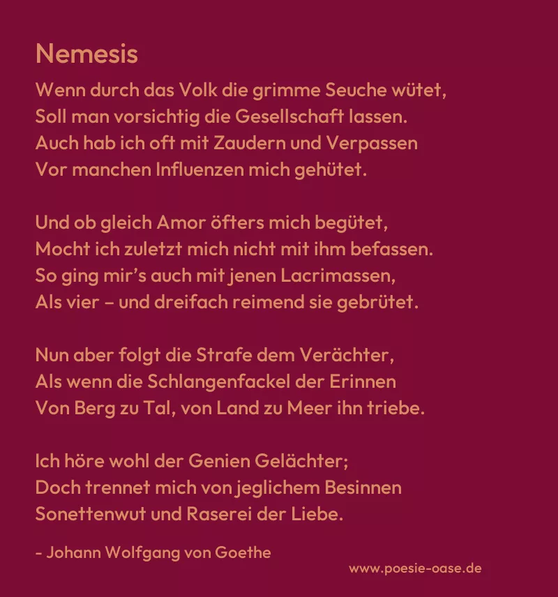 Gedicht: Nemesis von Johann Wolfgang von Goethe