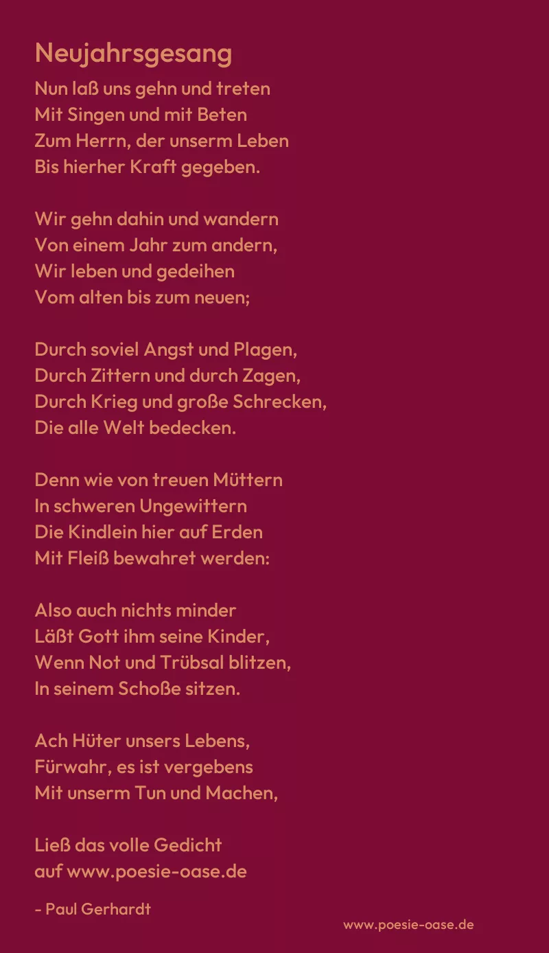 Gedicht: Neujahrsgesang von Paul Gerhardt