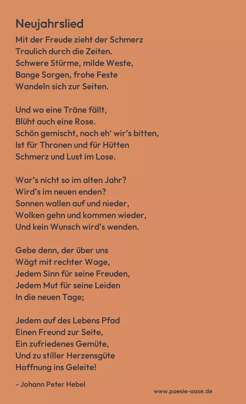 Gedicht: Neujahrslied von Johann Peter Hebel