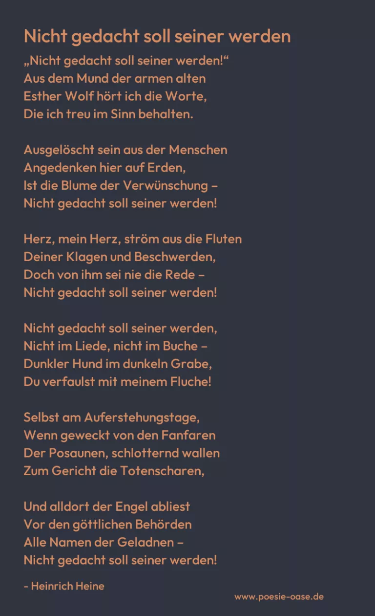 Nicht gedacht soll seiner werden