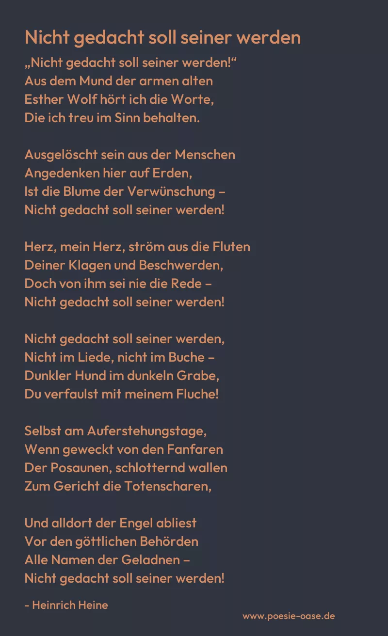 Gedicht: Nicht gedacht soll seiner werden von Heinrich Heine