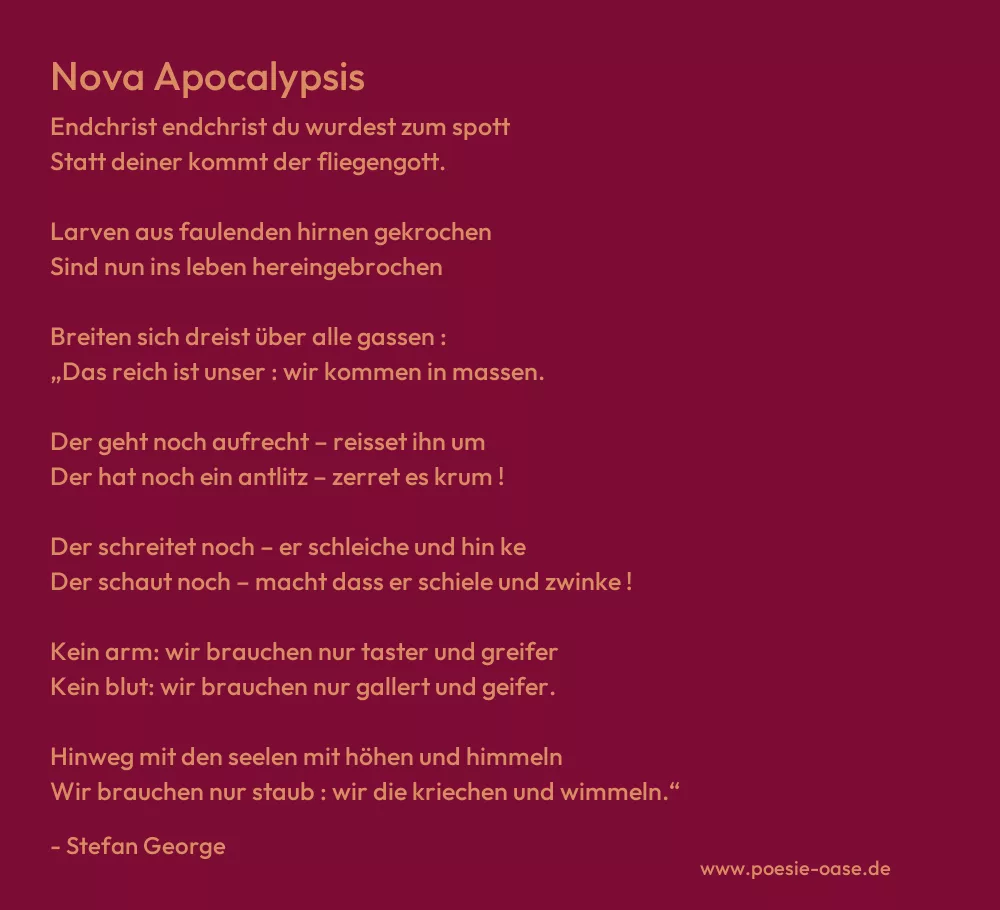 Gedicht: Nova Apocalypsis von Stefan George