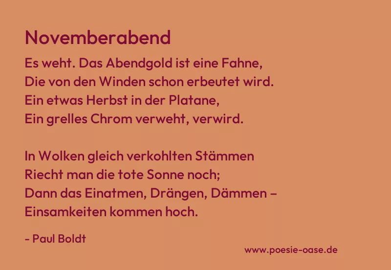 Gedicht: Novemberabend von Paul Boldt