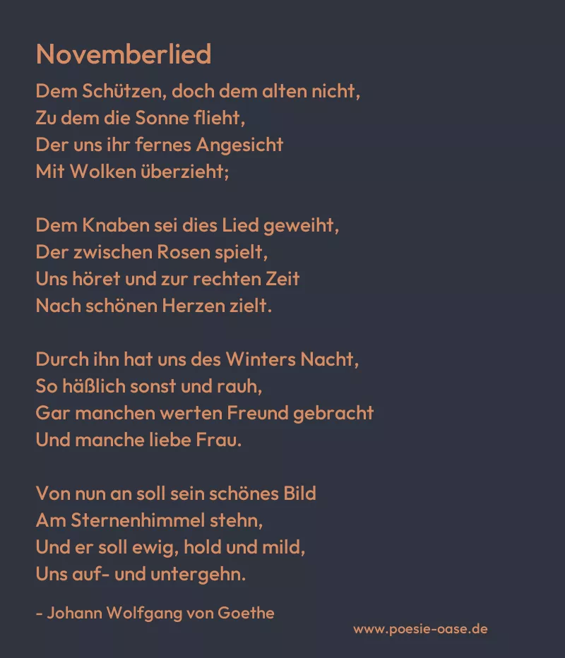 Gedicht: Novemberlied von Johann Wolfgang von Goethe