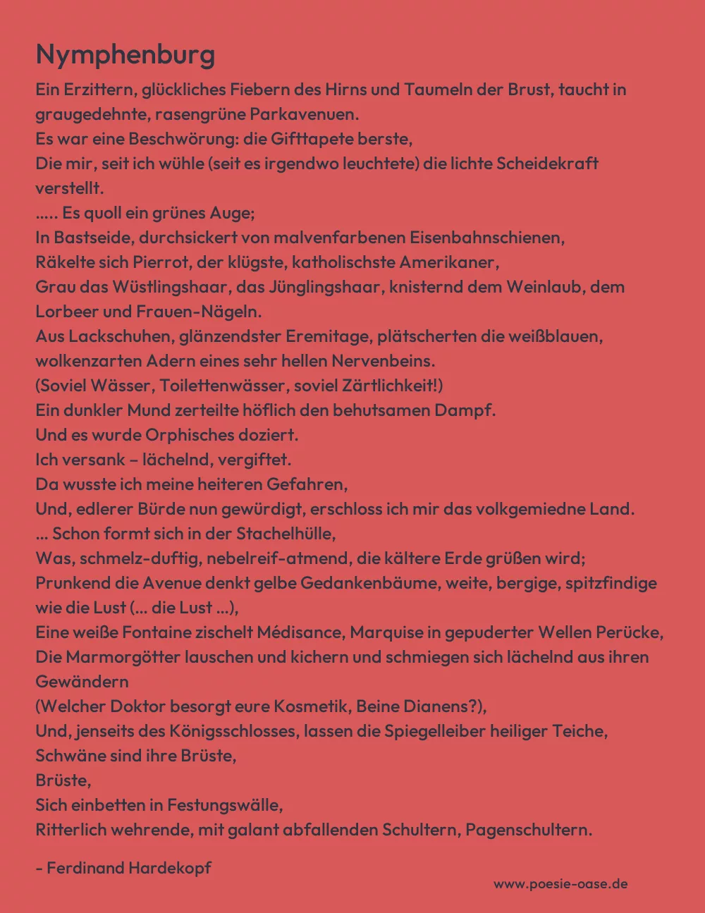 Gedicht: Nymphenburg von Ferdinand Hardekopf