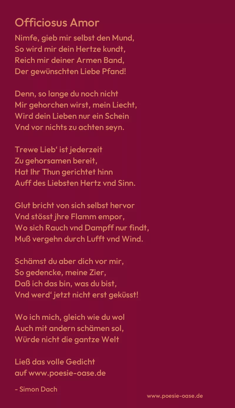 Gedicht: Officiosus Amor von Simon Dach
