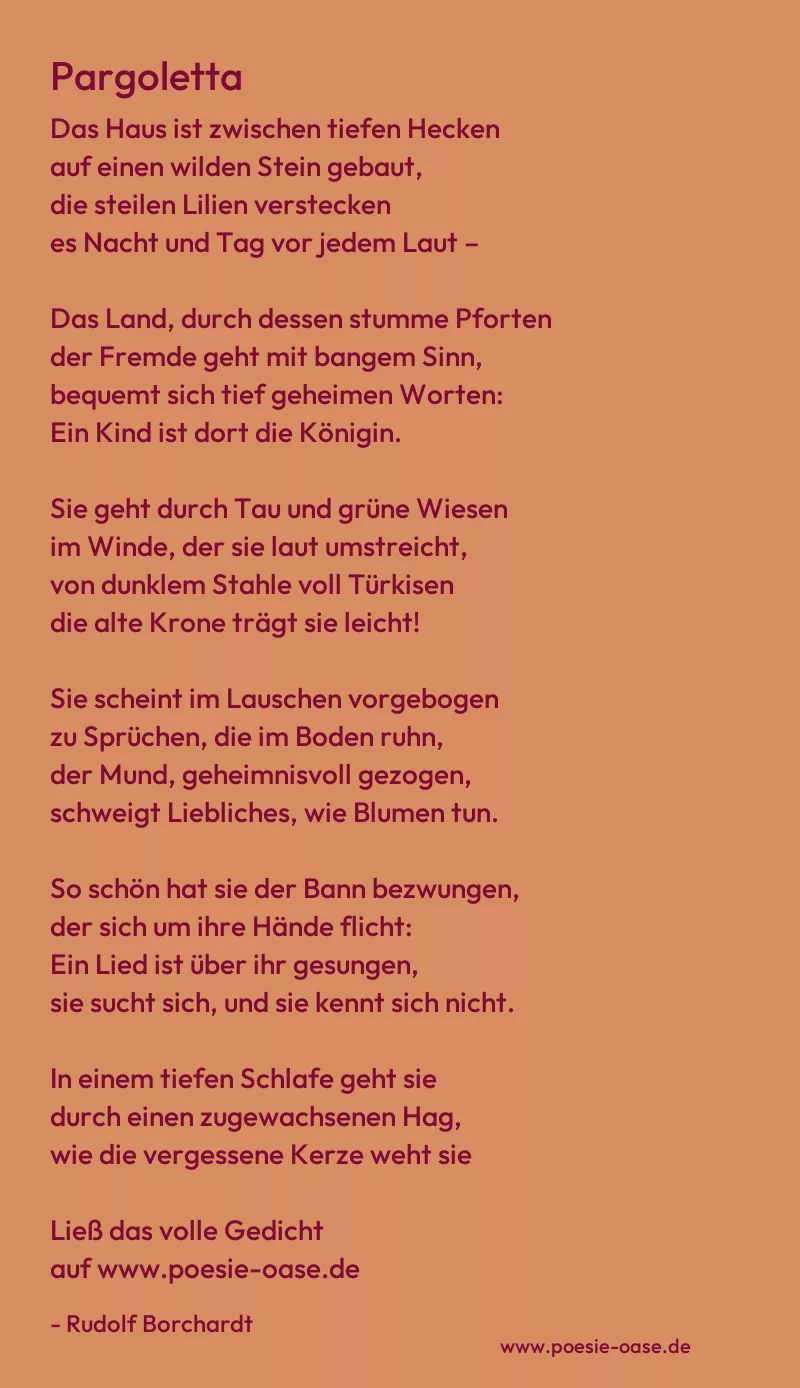 Gedicht: Pargoletta von Rudolf Borchardt