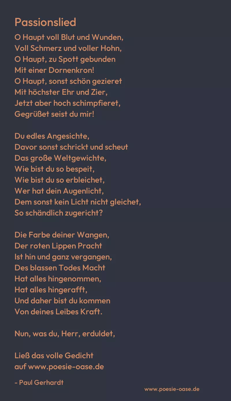 Gedicht: Passionslied von Paul Gerhardt