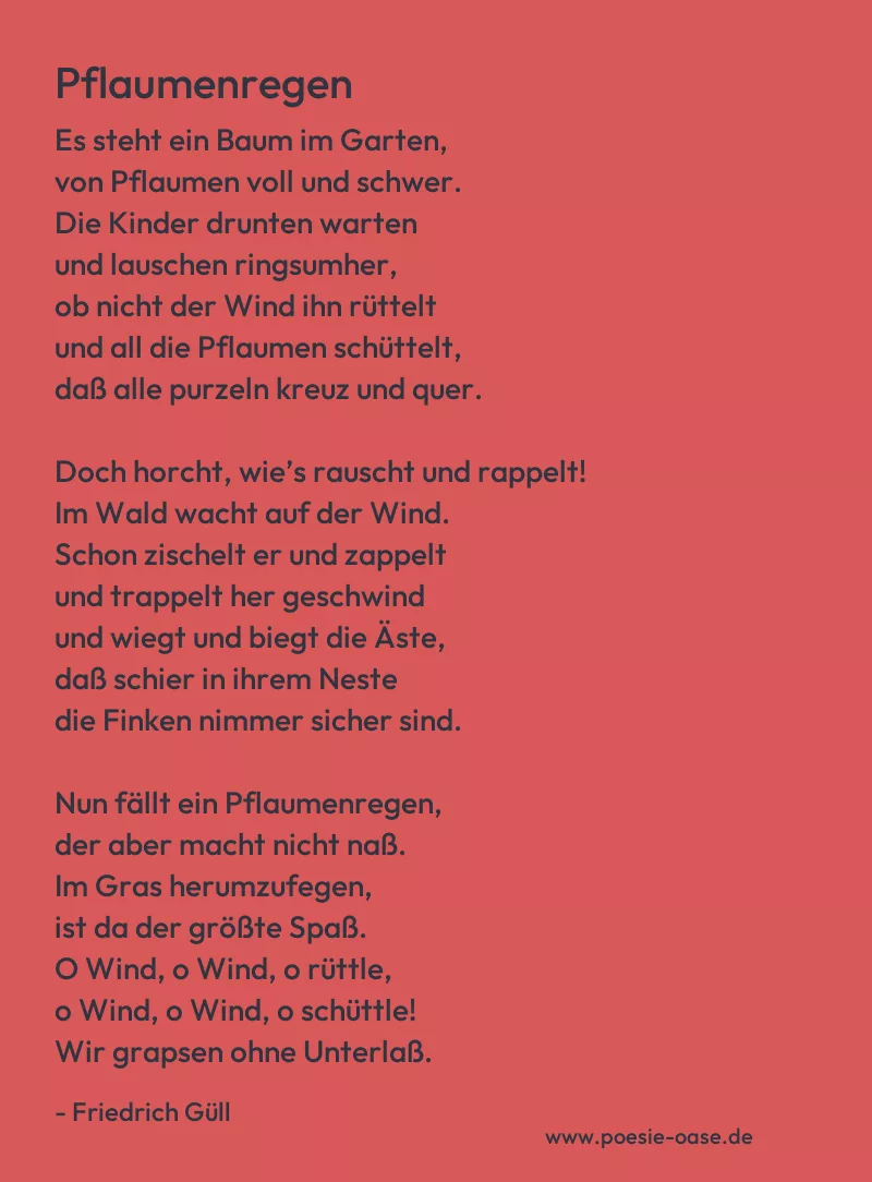 Gedicht: Pflaumenregen von Friedrich Güll