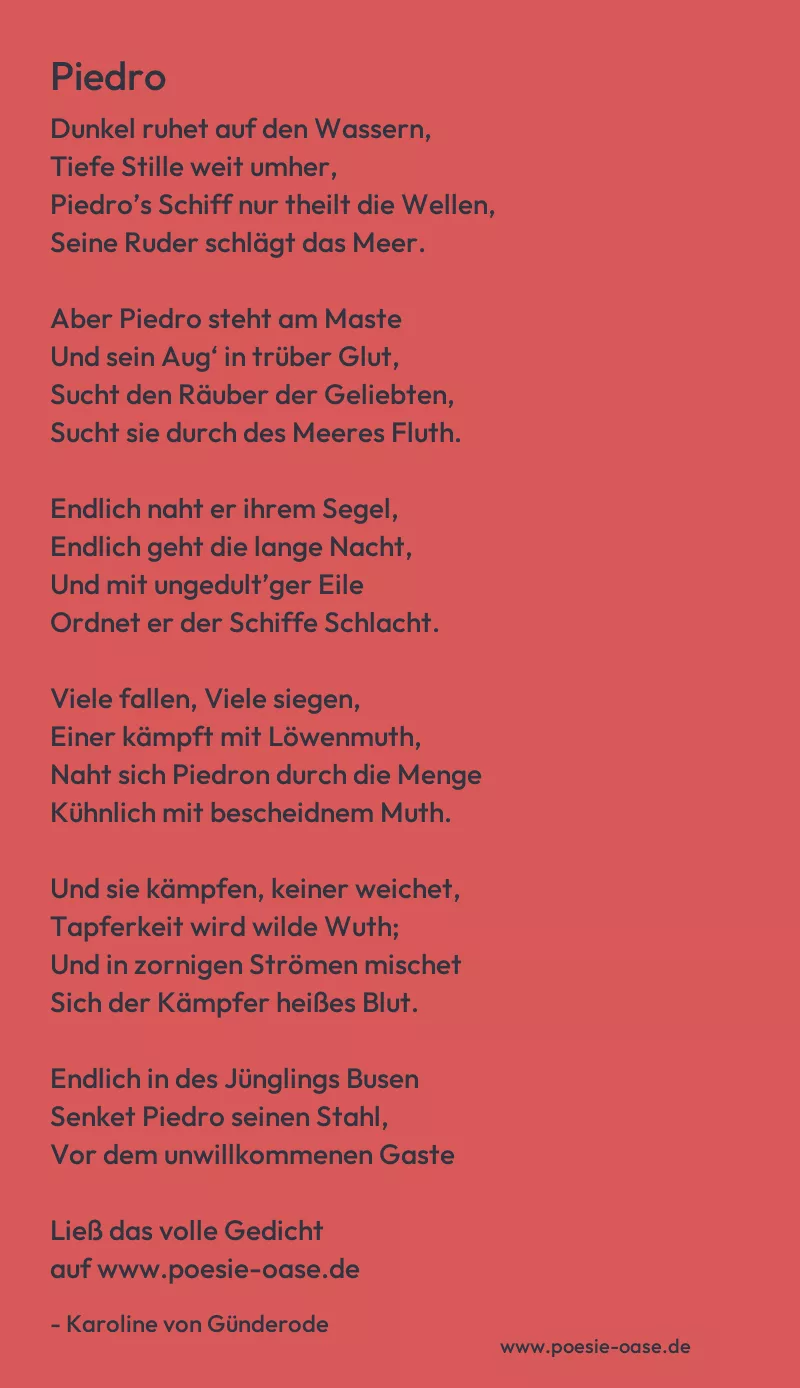 Gedicht: Piedro von Karoline von Günderode