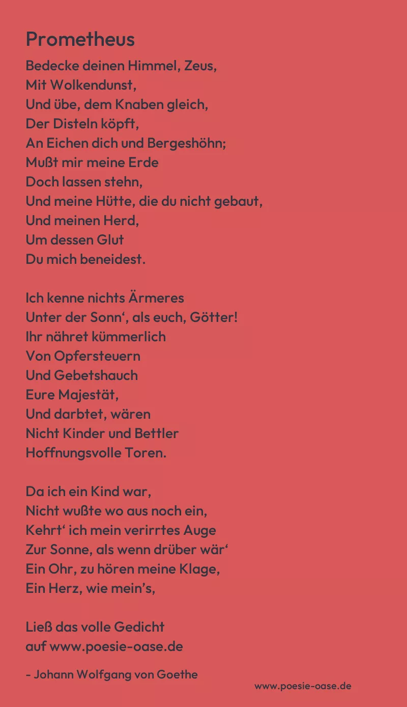 Gedicht: Prometheus von Johann Wolfgang von Goethe