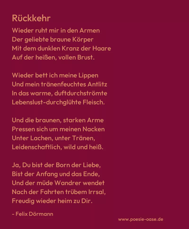 Gedicht: Rückkehr von Felix Dörmann