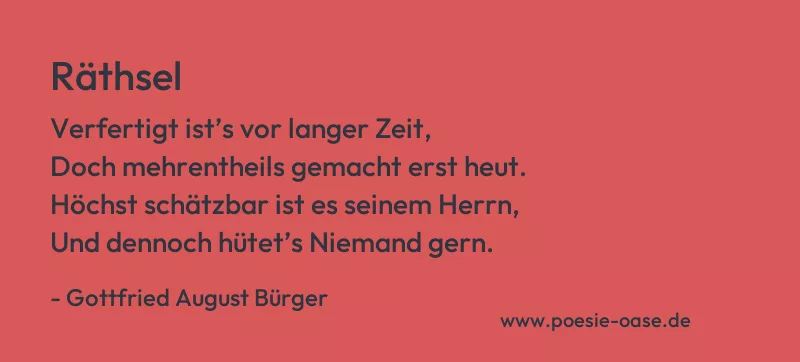 Gedicht: Räthsel von Gottfried August Bürger