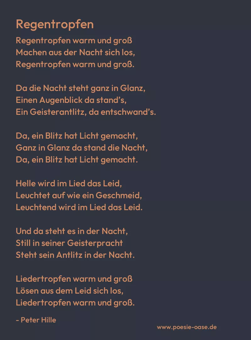 Gedicht: Regentropfen von Peter Hille